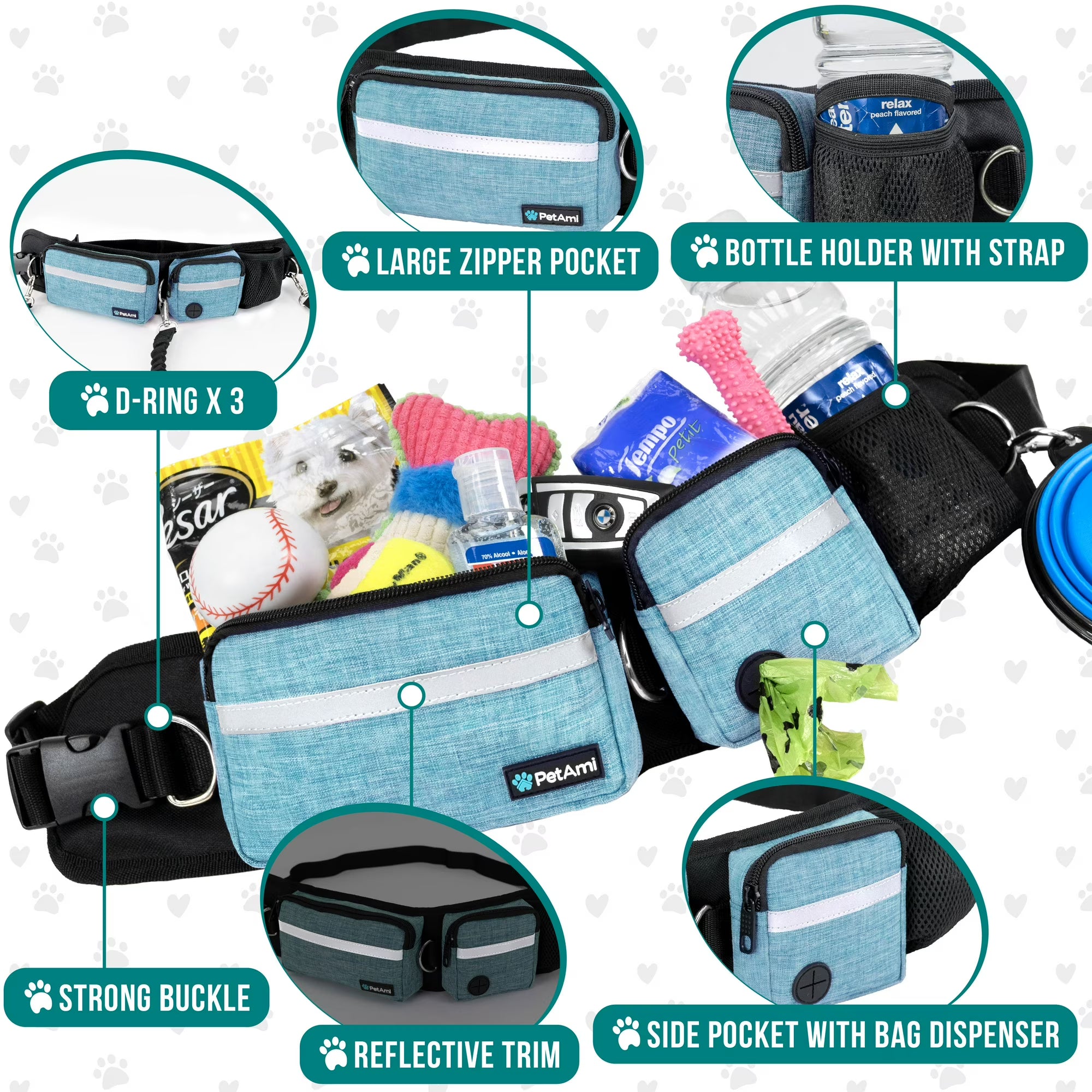 PetAmi Hands Free Dog Leash Belt Bag