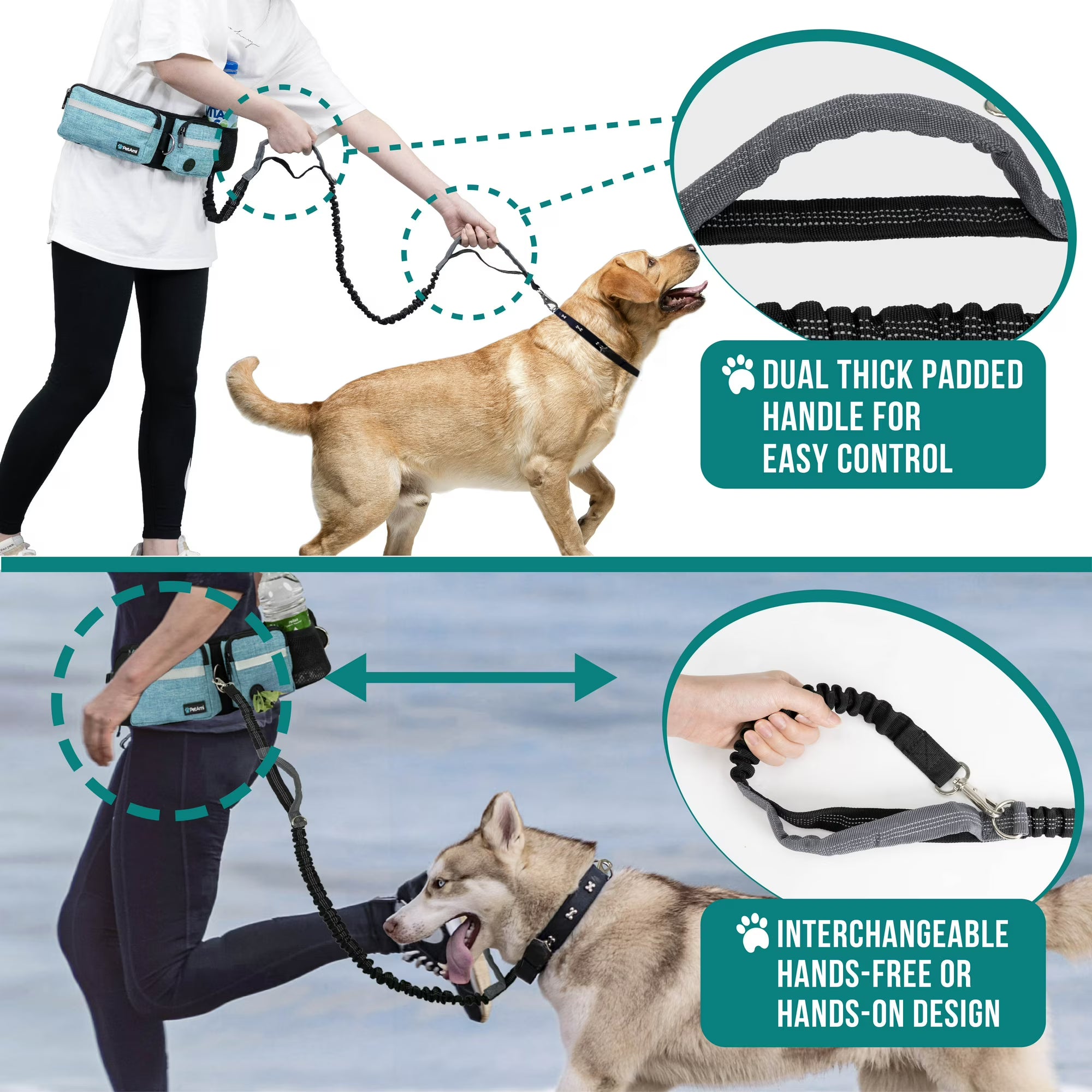 PetAmi Hands Free Dog Leash Belt Bag