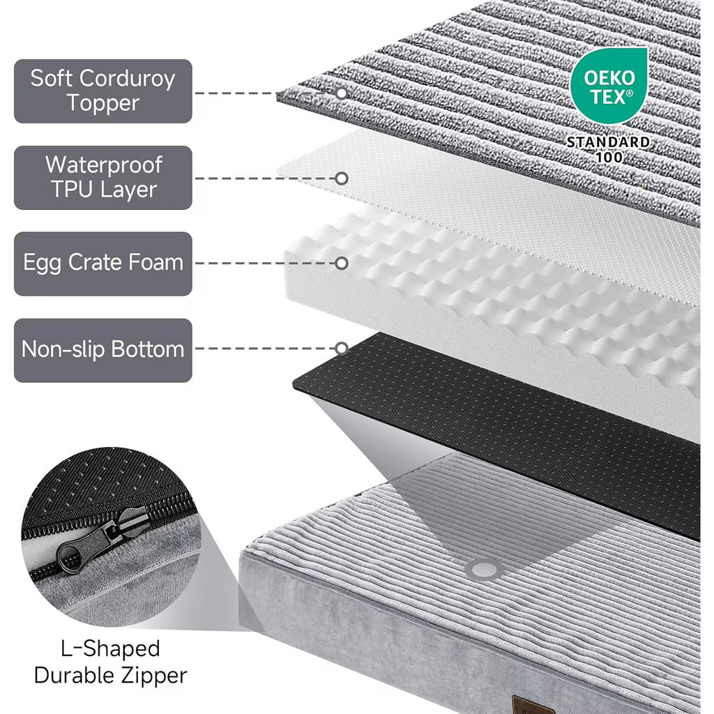 OhGeni Orthopedic Extra Large Dog Bed – Gray 47"