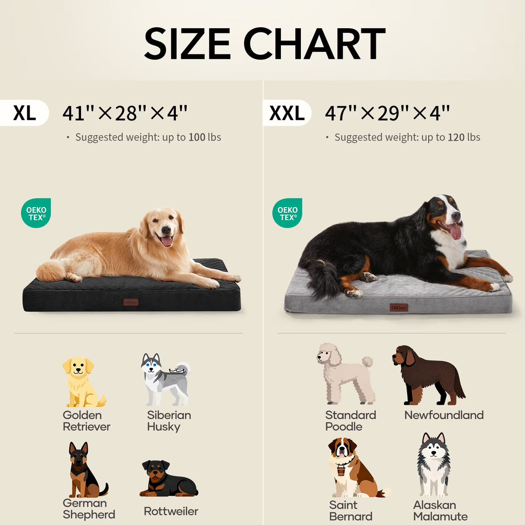 OhGeni Orthopedic Extra Large Dog Bed – Gray 47"