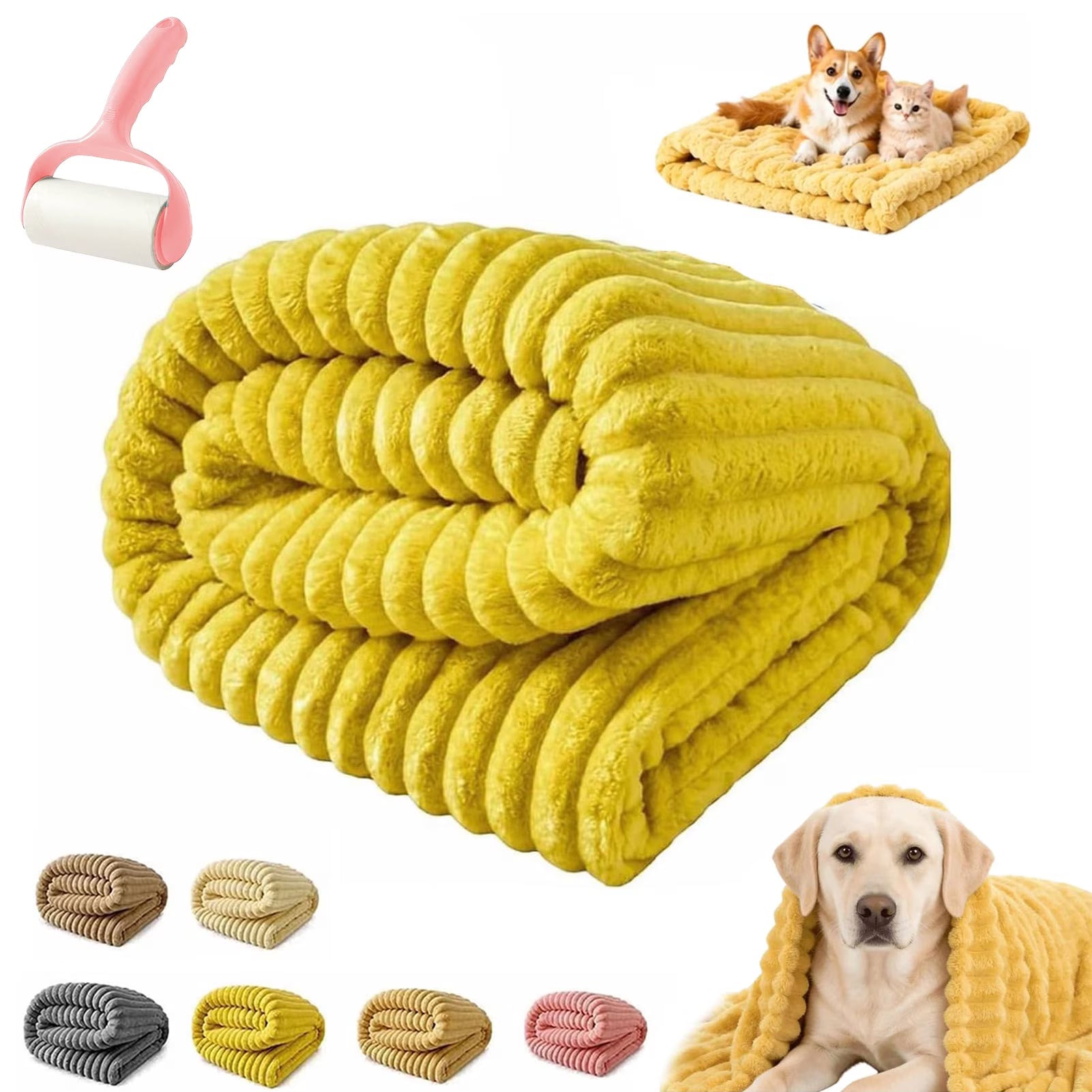 Emotional Support Blanket – Yellow Calming Pet Throw (70 x 100 cm)