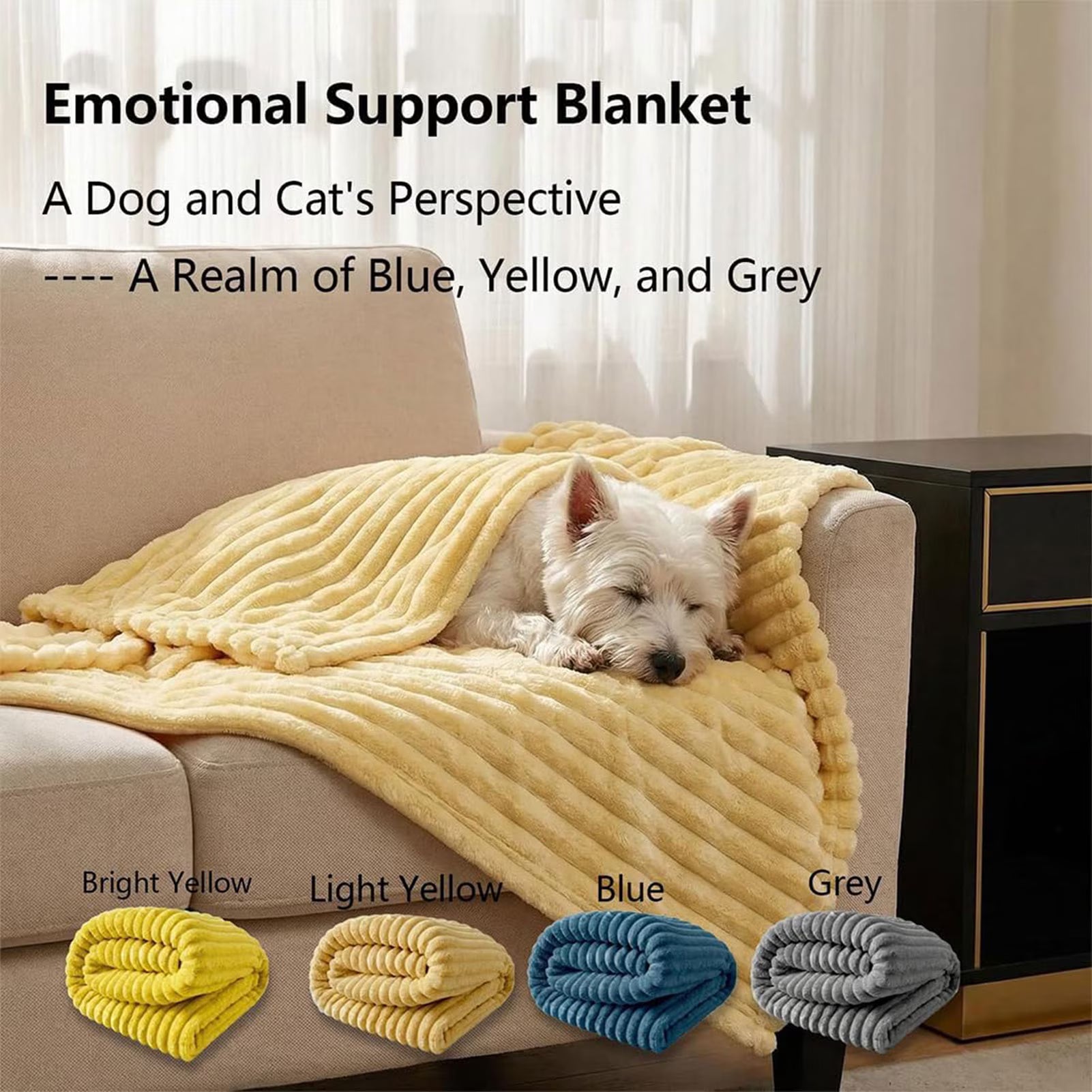 Emotional Support Blanket – Yellow Calming Pet Throw (70 x 100 cm)