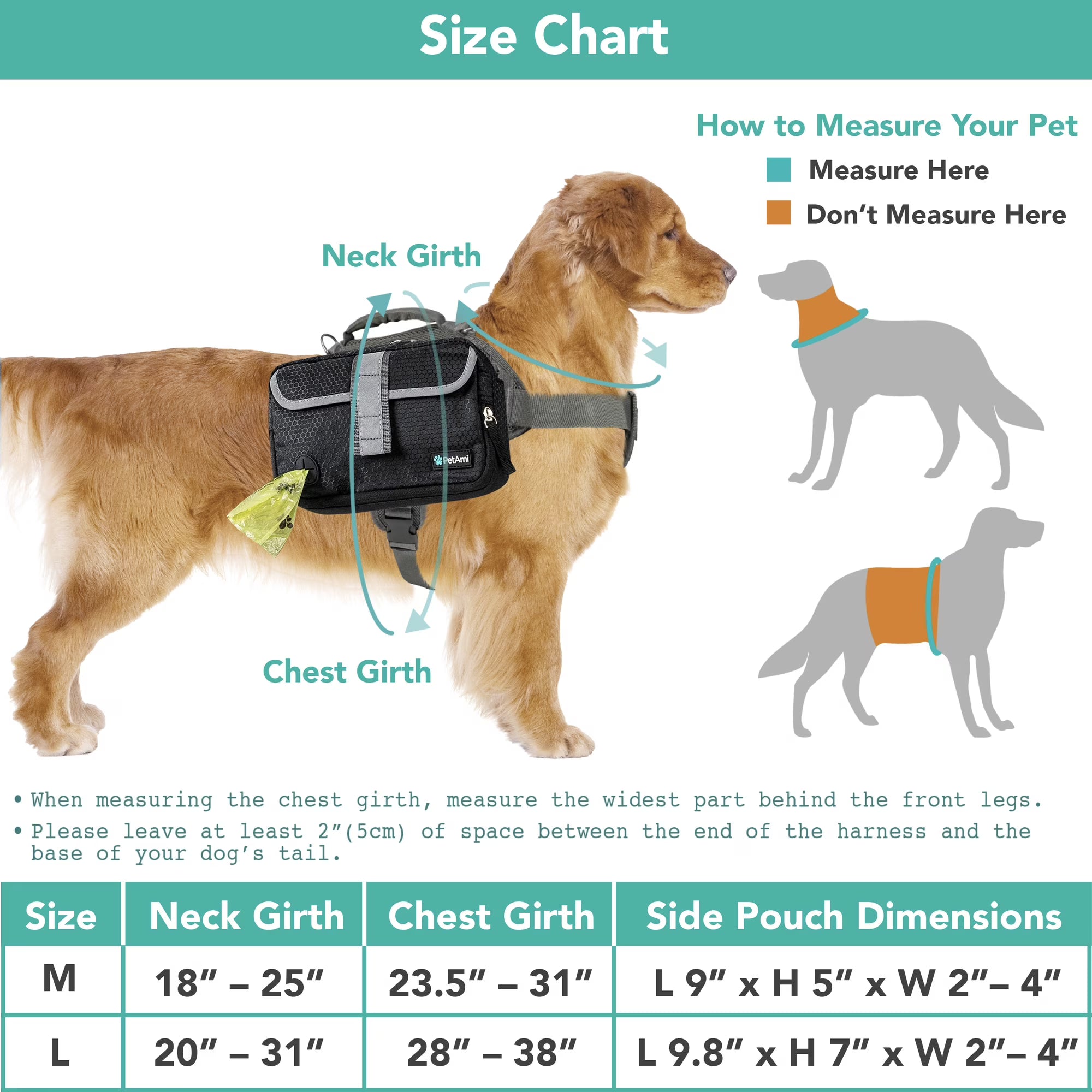 PetAmi Dog Backpack for Medium & Large Dogs