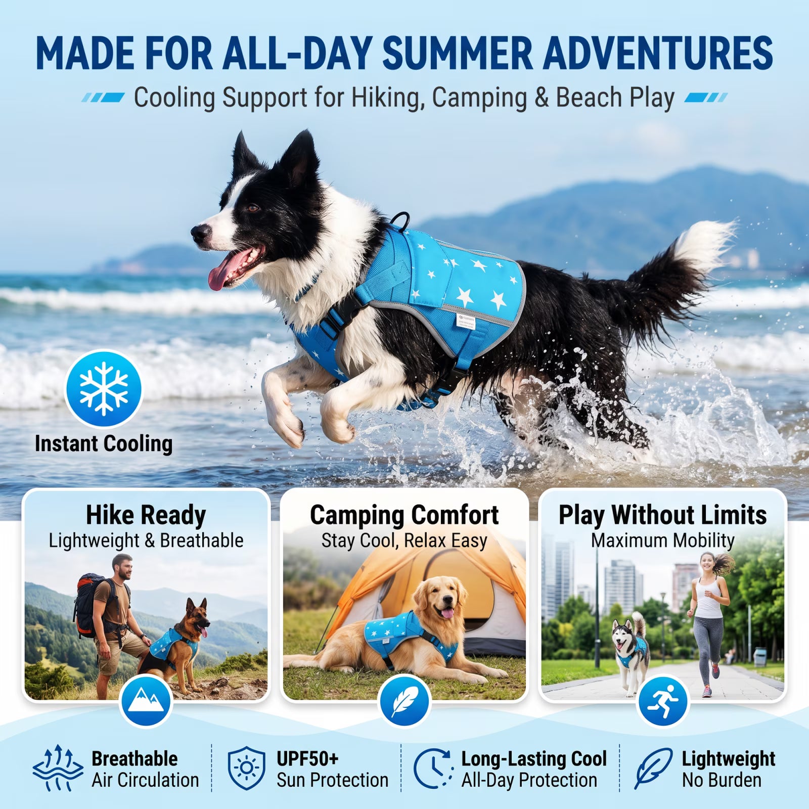 SAVIOR COOL Comfort Dog Cooling Vest – SPF 50+ Sun Protection