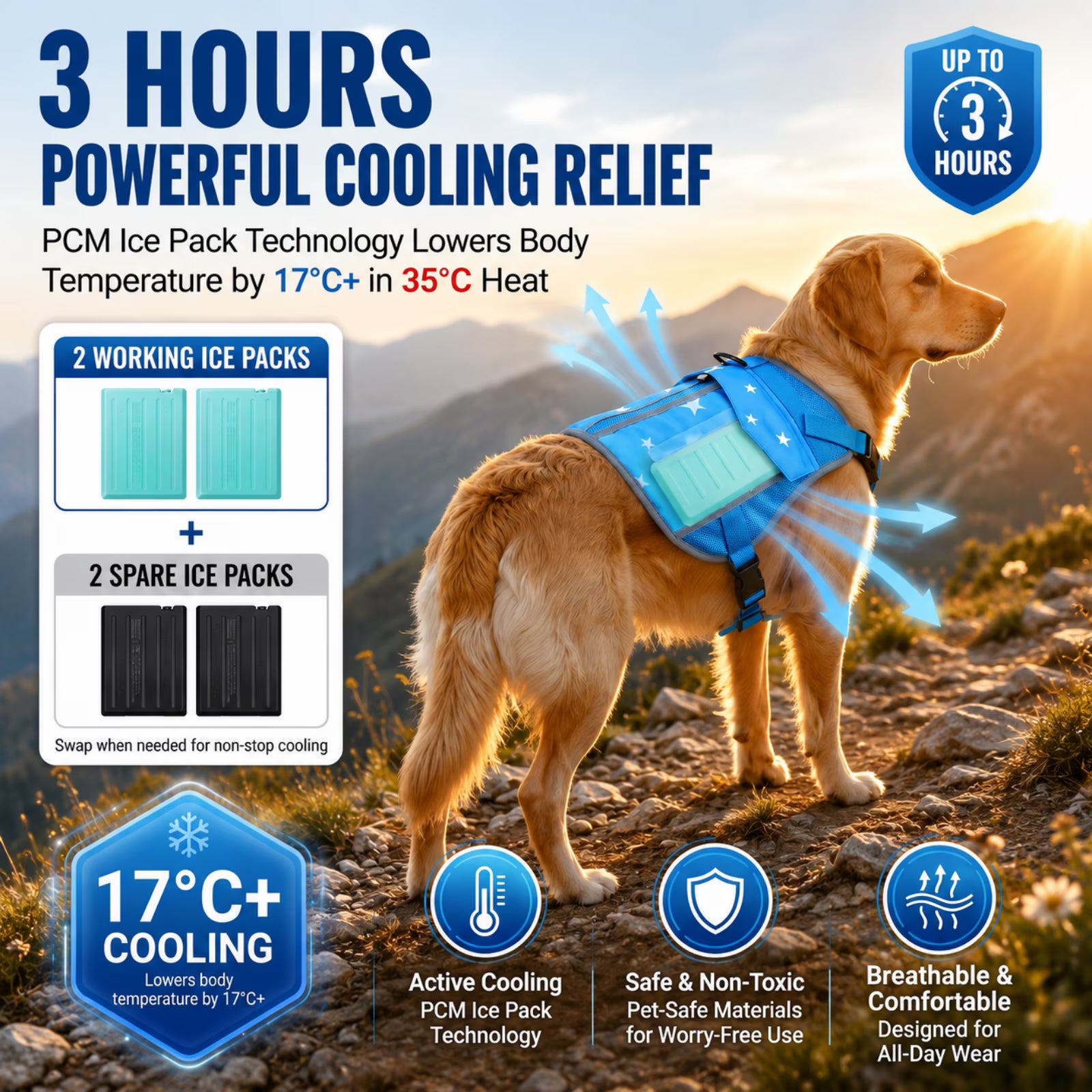 SAVIOR COOL Comfort Dog Cooling Vest – SPF 50+ Sun Protection