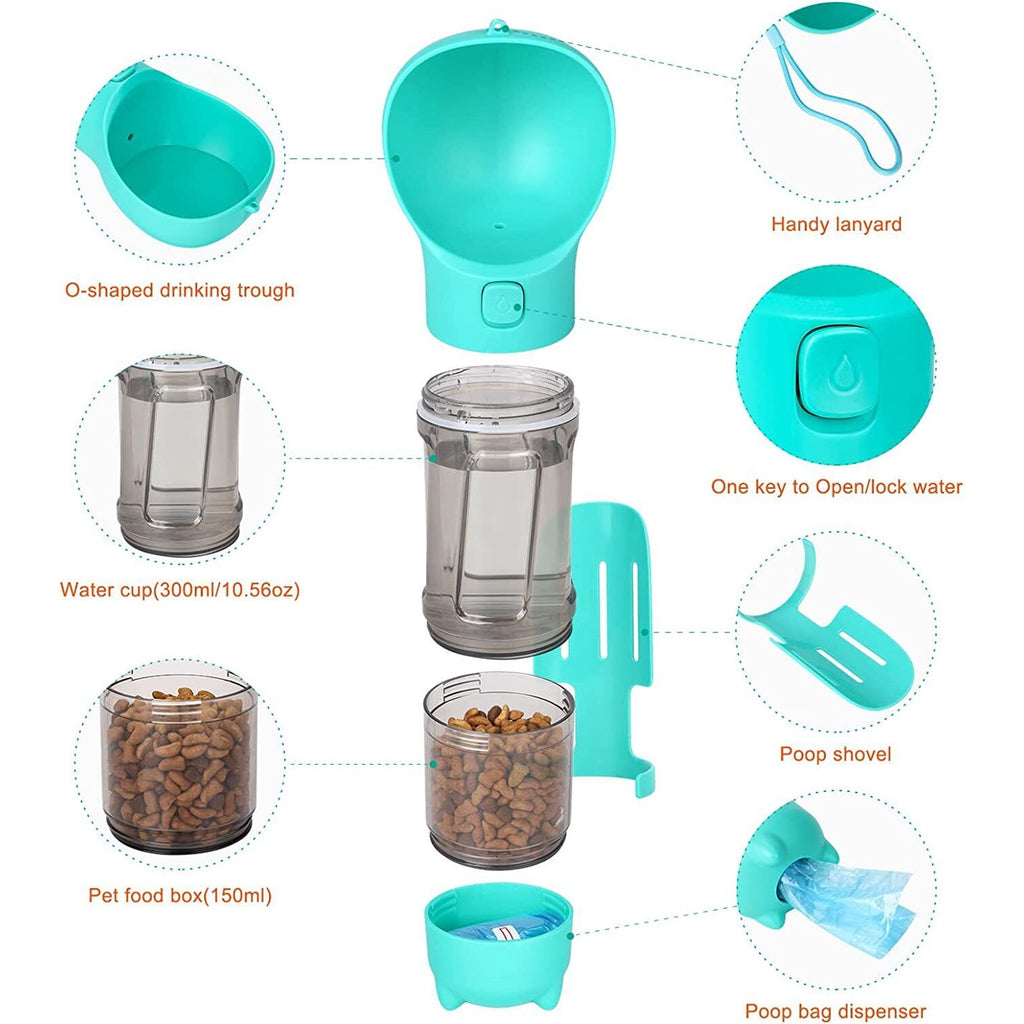 PetTraveler Portable 300ml Leak-Proof Dog Water Bottle with Poop Shovel