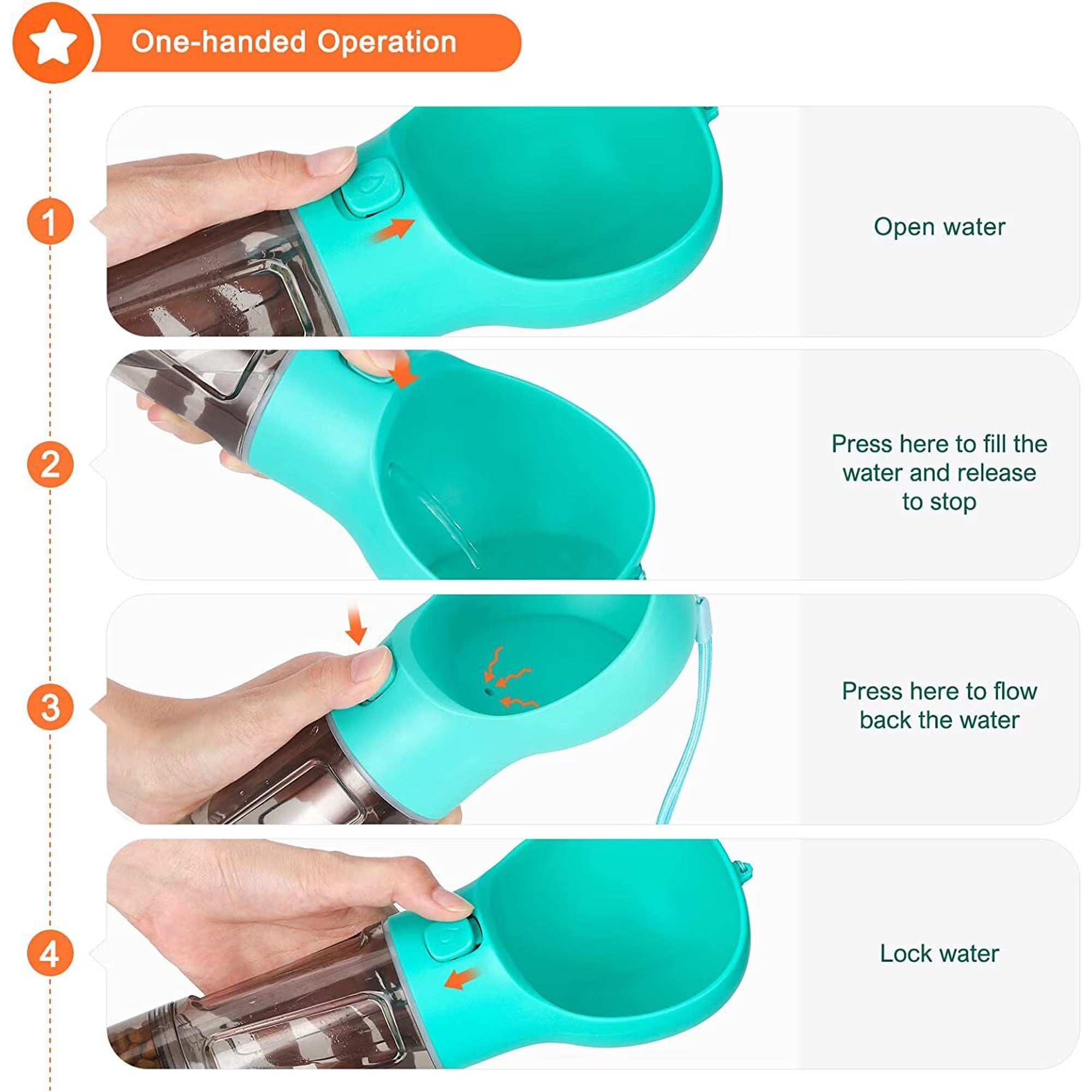 PetTraveler Portable 300ml Leak-Proof Dog Water Bottle with Poop Shovel