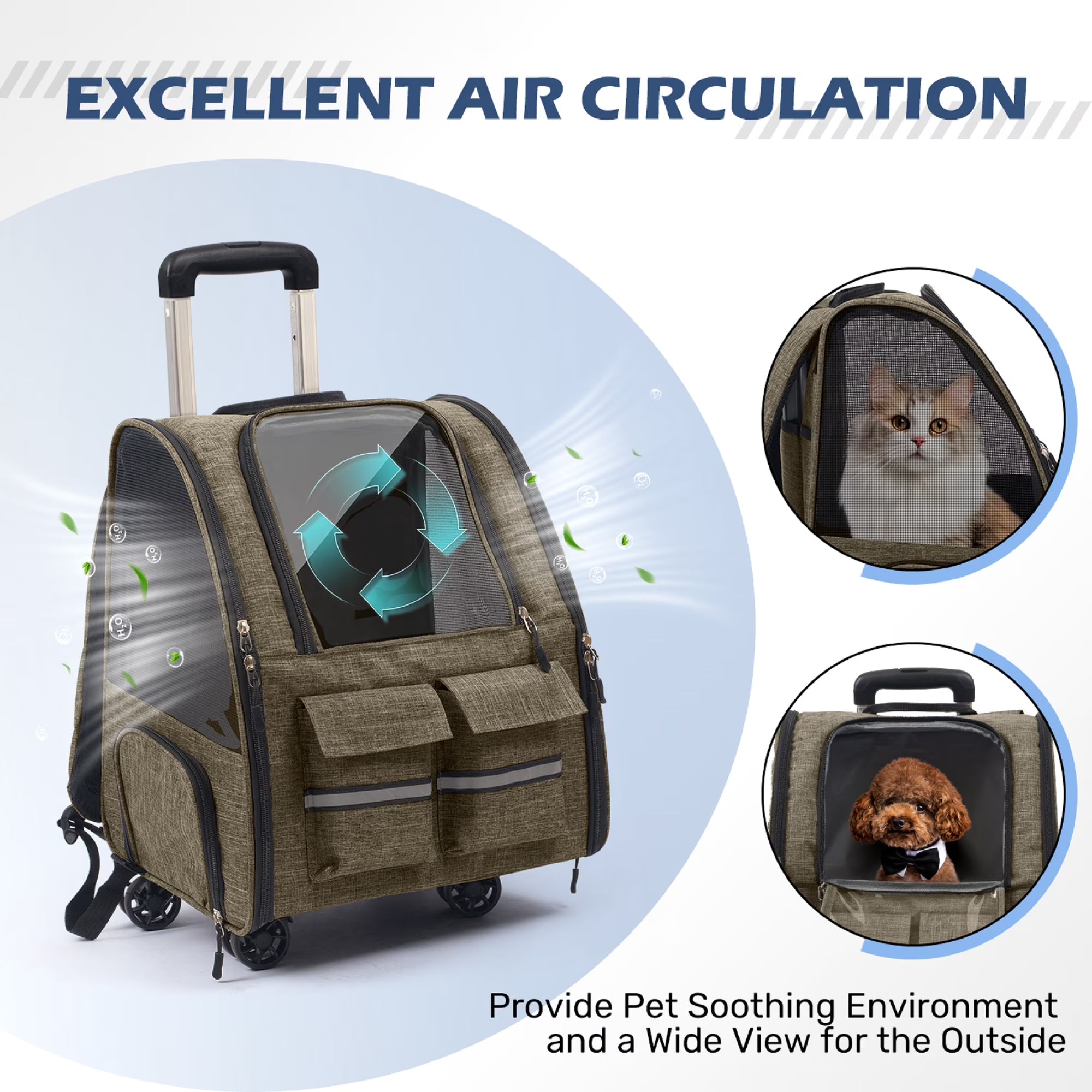 Portable Breathable Pet Trolley Carrier Case