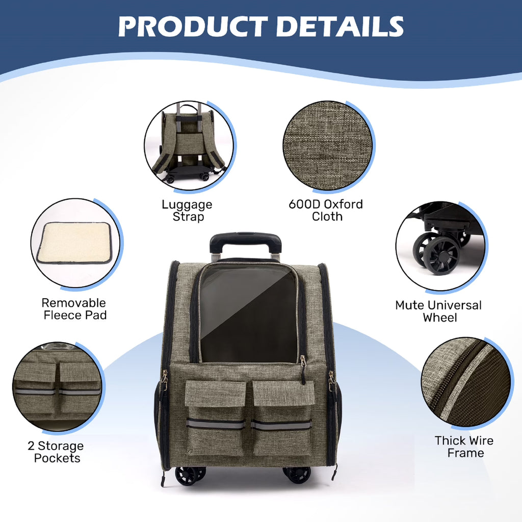 Portable Breathable Pet Trolley Carrier Case